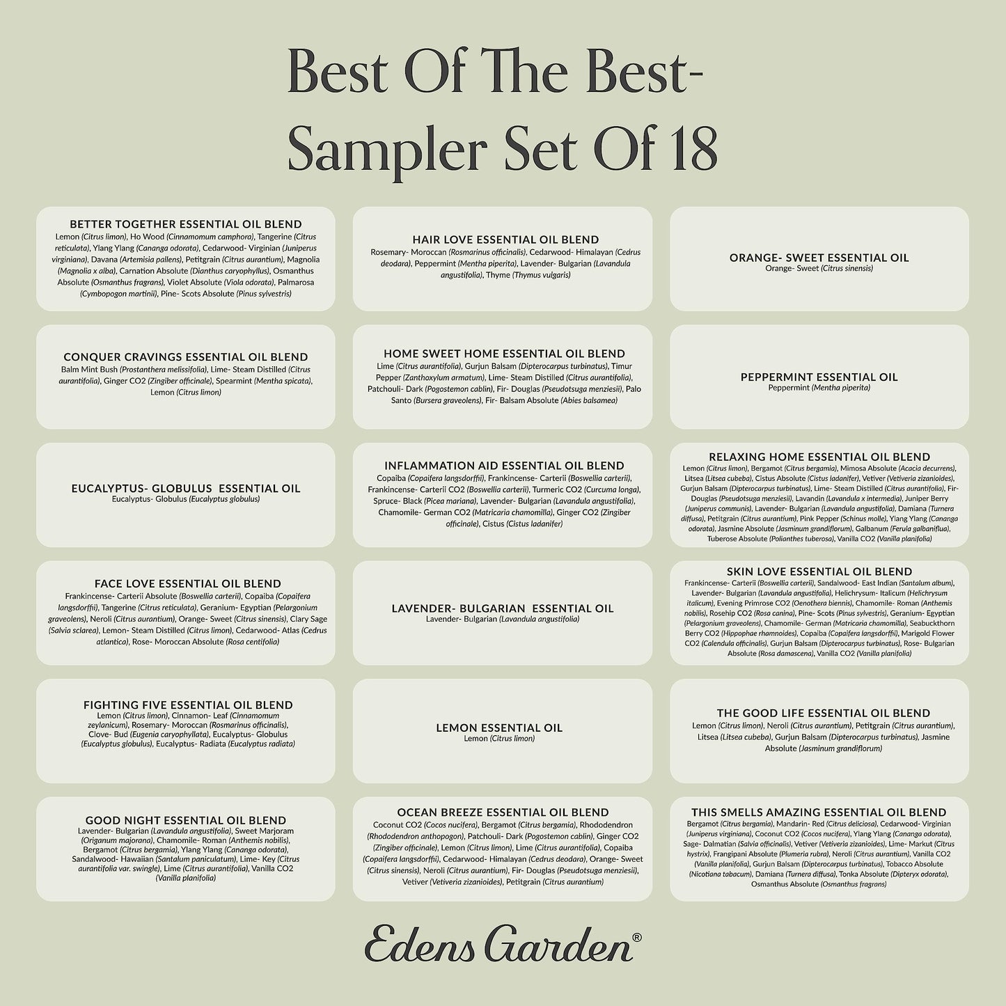 Edens Garden Best of the Best 18-Oil Sampler Set โ 100% Pure Therapeutic Grade