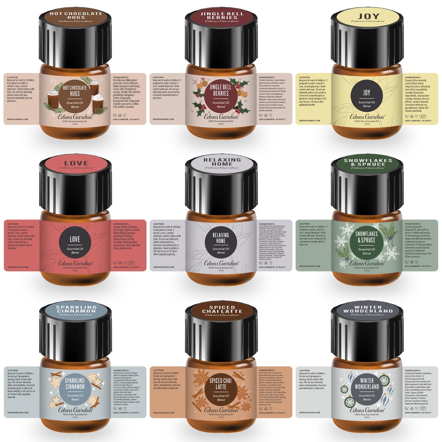 Edens Garden Christmas Essential Oils 18-Pack โ Pure Therapeutic Grade