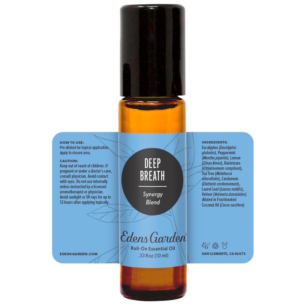 Edens Garden Deep Breath Roll-On โ 100% Pure Essential Oil, Kid Safe, 10 ml