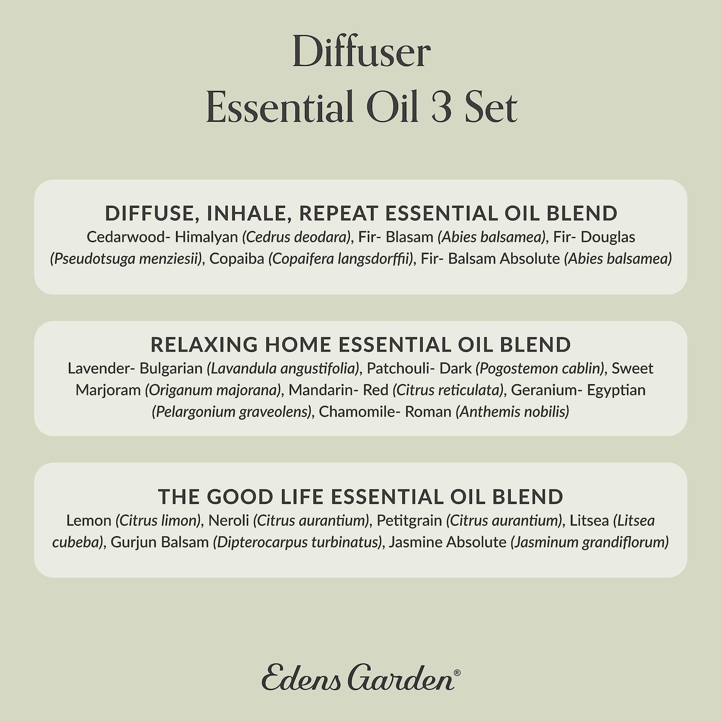 Edens Garden Diffuser Oils 3 Pack โ 100% Pure Therapeutic Grade Aromatherapy