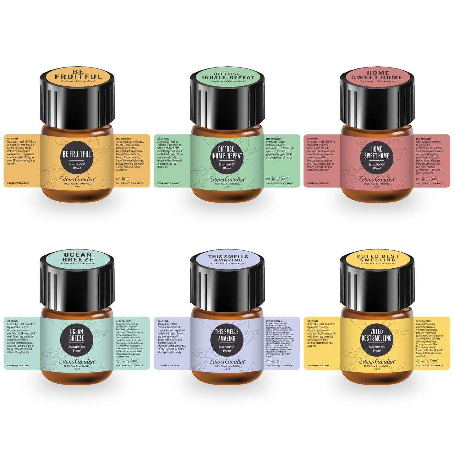 Edens Garden Diffuser Discovery 6 Set โ 0.92 ml x 6 Pack, Therapeutic Grade