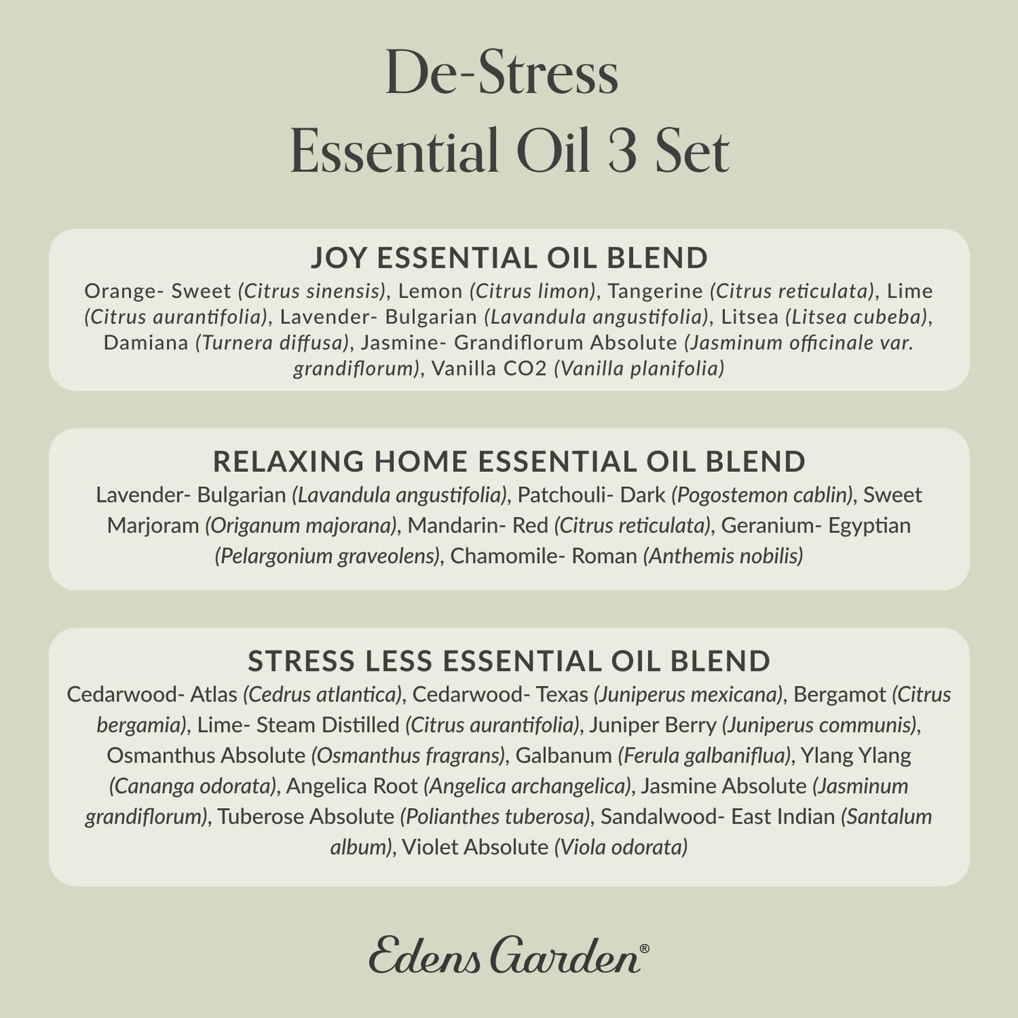 Edens Garden De-Stress Essential Oil Set โ 3 x 10 ml, 100% Pure Therapeutic Grade