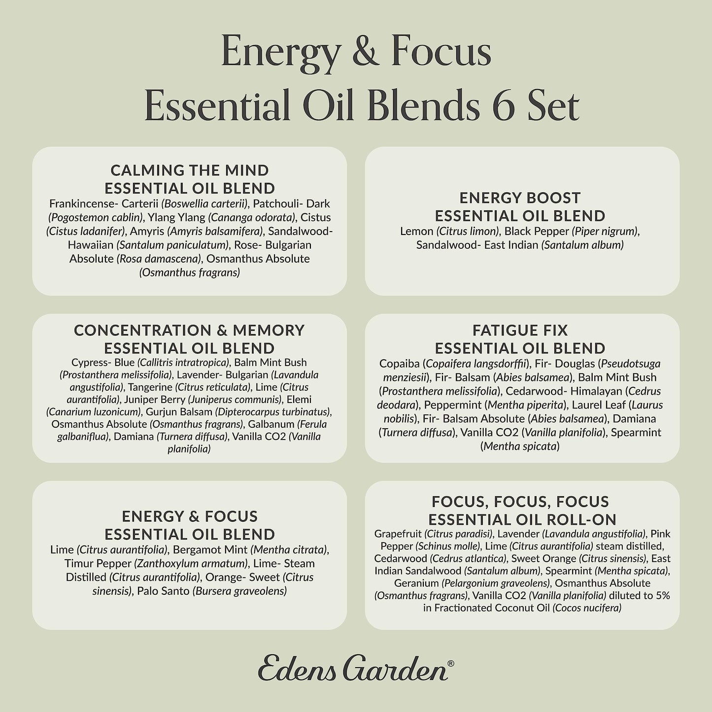 Edens Garden Energy & Focus Essential Oils 6 Set โ 100% Pure Therapeutic Grade