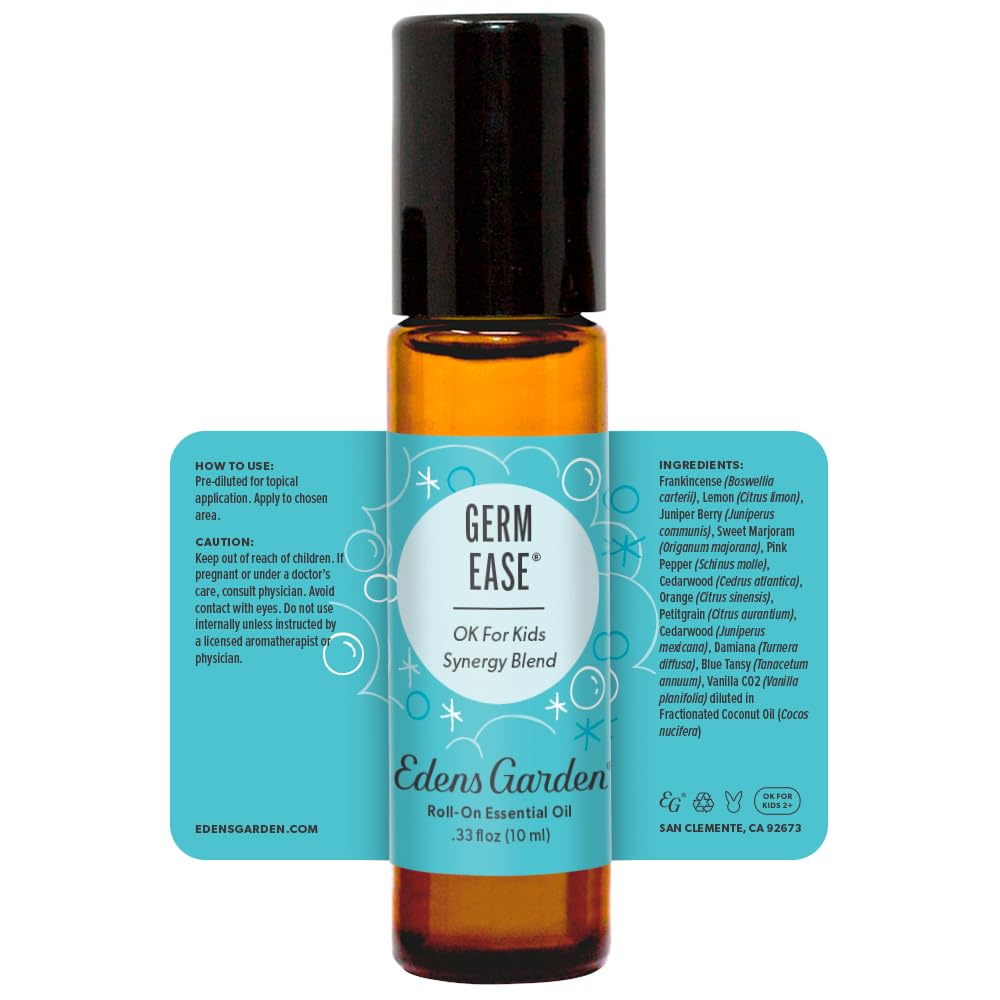 Edens Garden Germ-Ease Essential Oil Roll-On Blend โ 100% Pure Premium Grade, Kid & Skin Safe, 10 ml