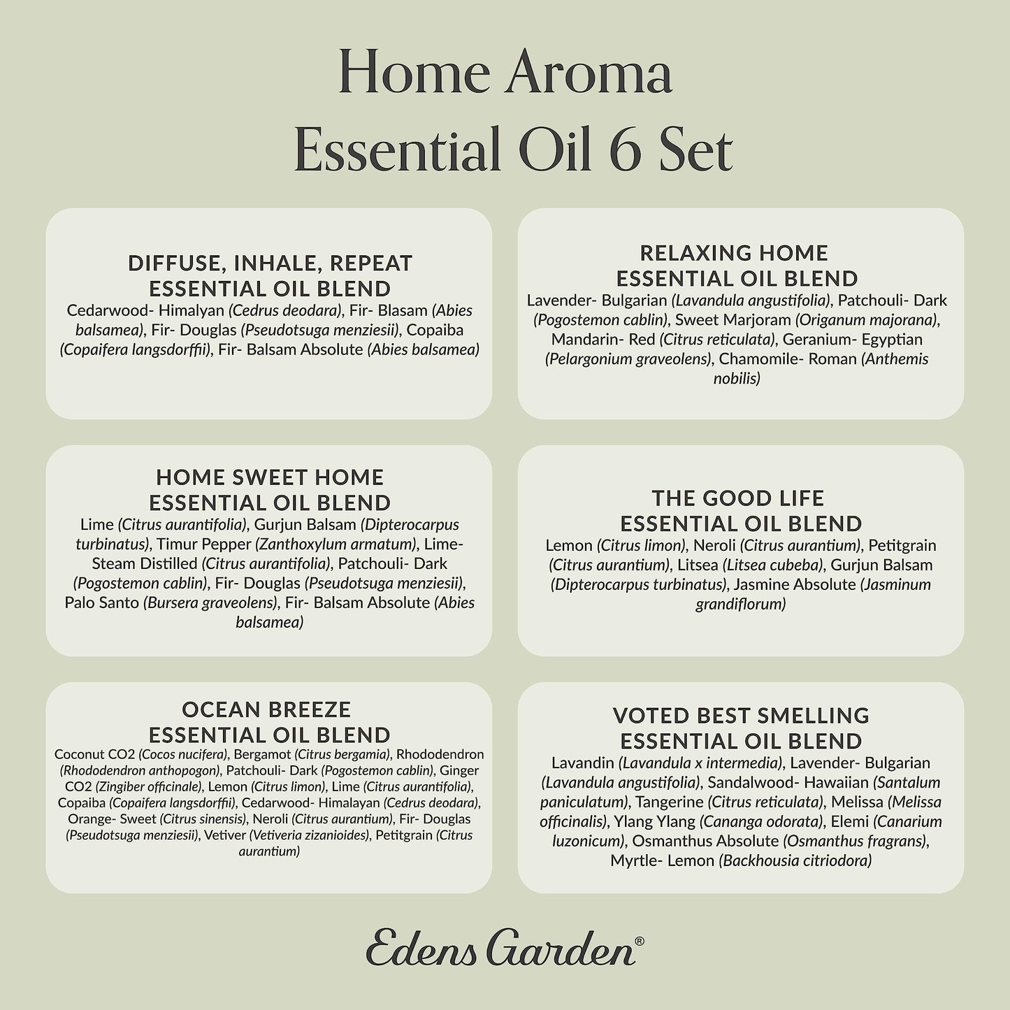 Edens Garden Home Aroma Essential Oil Set โ 6x10 ml, 100% Pure Therapeutic Grade