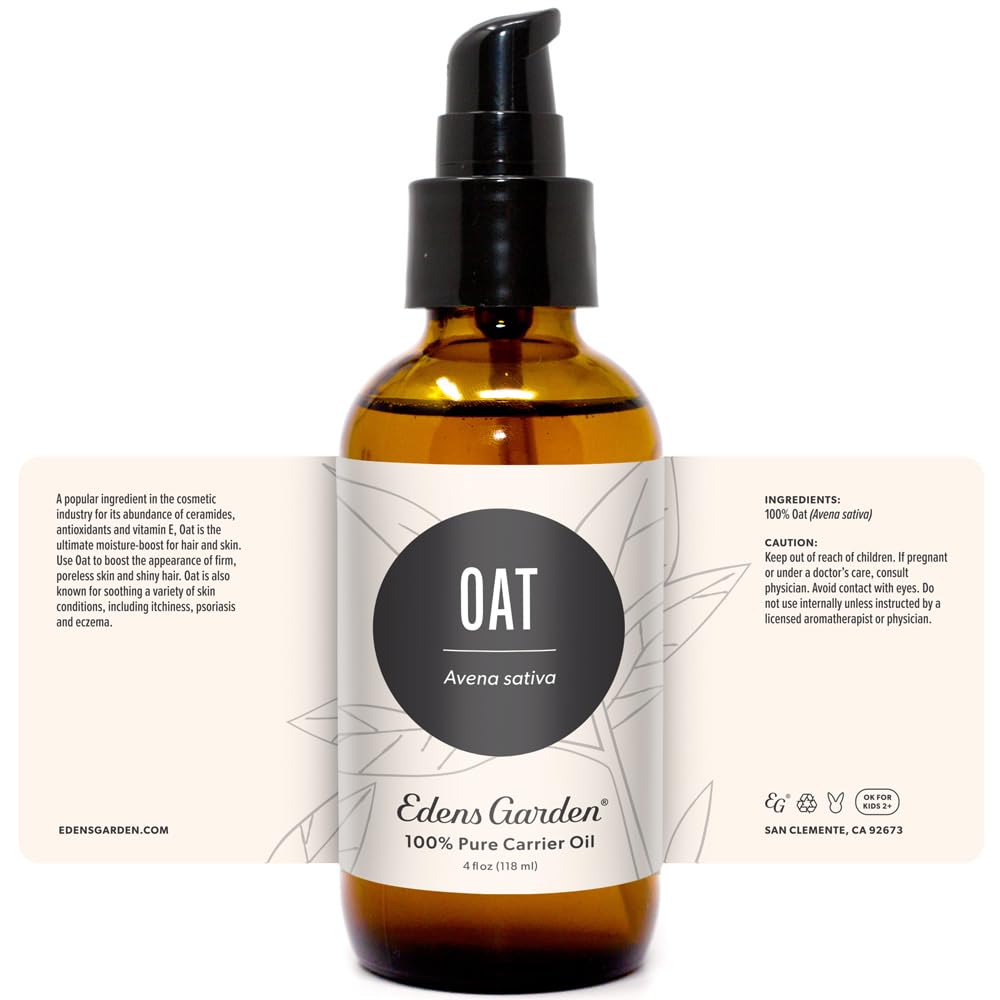 Edens Garden Oat Carrier Oil โ 100% Pure Hexane-Free Carrier Oil for Diluting Essential Oils | Anti-Aging, Antioxidant Rich, 118 ml (4 fl oz)