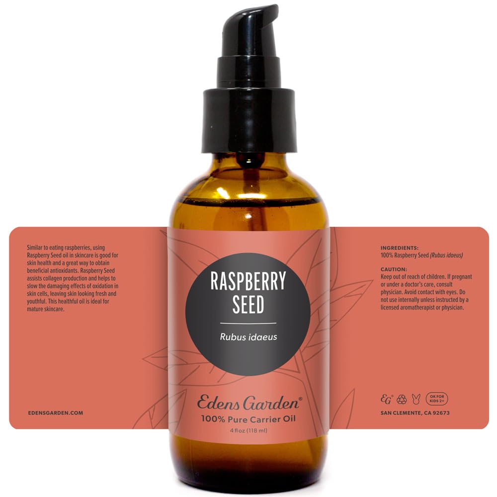 Edens Garden Raspberry Seed Carrier Oil โ 100% Pure, Cold-Pressed, Hexane Free (118 ml)