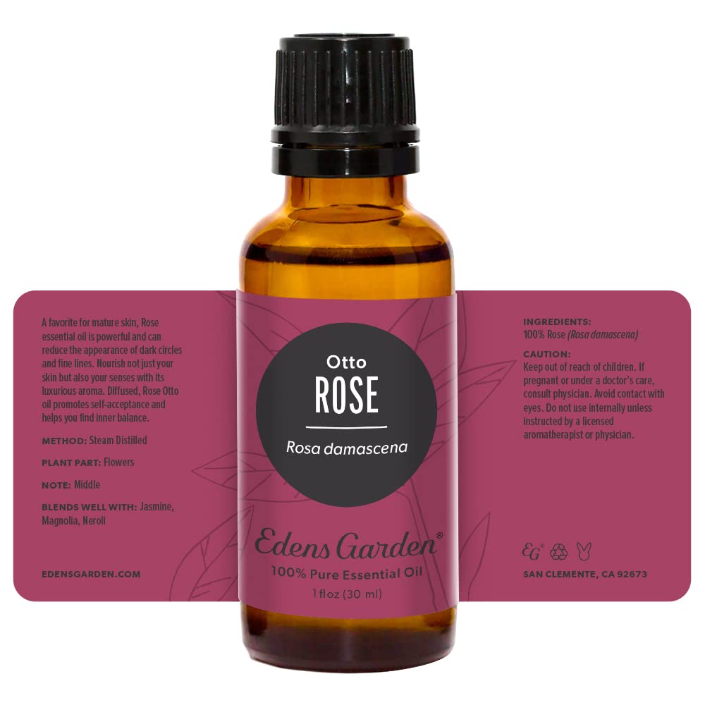 Edens Garden Rose Otto Essential Oil โ 100% Pure, Premium Grade, Undiluted, 30 ml (1 fl oz)