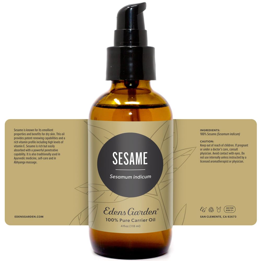 Edens Garden Sesame Carrier Oil โ 100% Pure, Cold-Pressed & Hexane-Free (118 ml)
