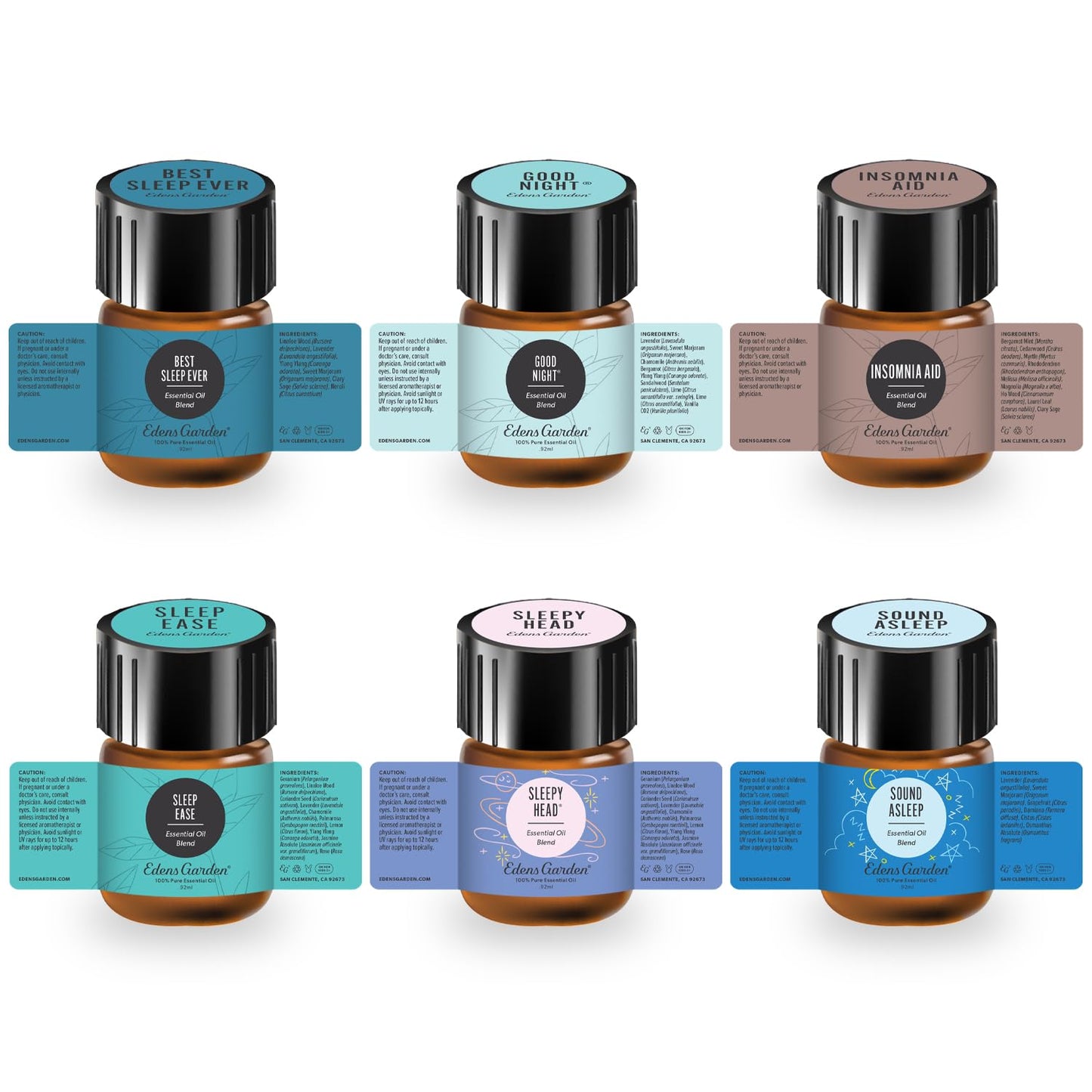 Edens Garden Sleep Essential Oil Discovery Sampler โ 6 Pack (0.92 ml each) for Relaxation, Calm & Wellness