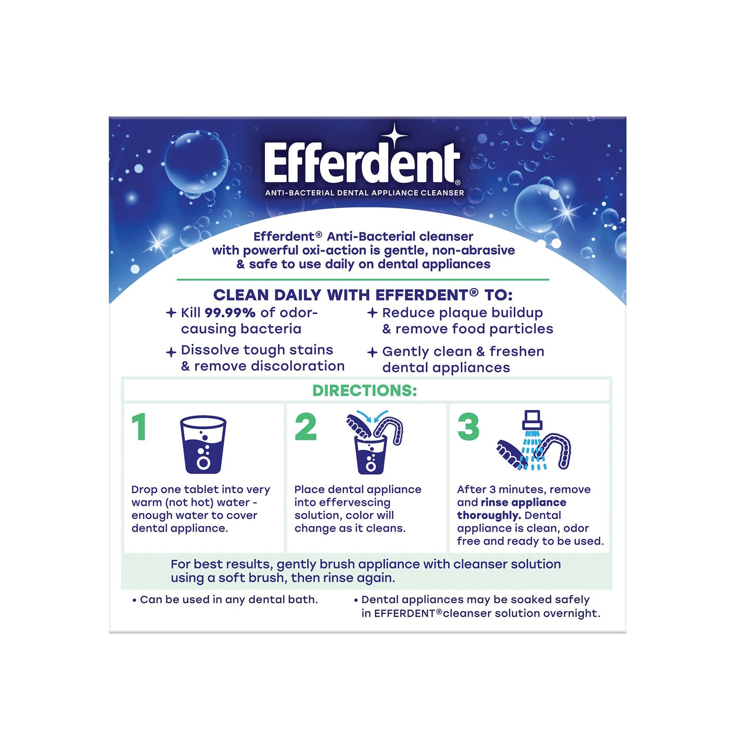 Efferdent Denture Cleaner Tablets โ Minty Fresh & Clean, 44 Count