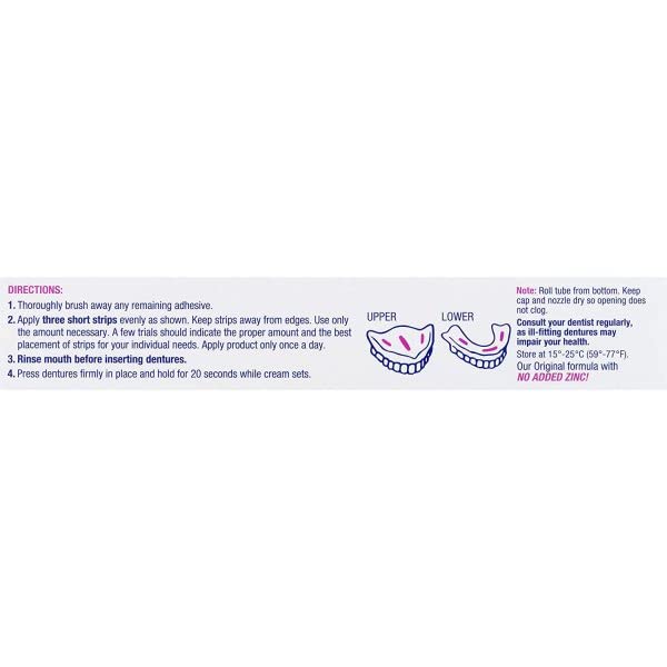 Effergrip Denture Adhesive Cream โ Extra Strong Holding Power, Zinc-Free, 2.5 oz (Pack of 3)