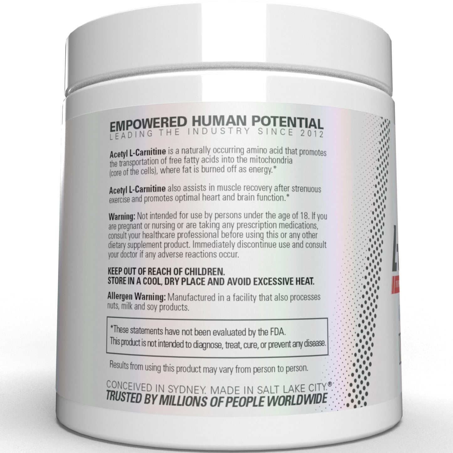 EHP Labs Acetyl L-Carnitine Powder โ Brain Health, Energy & Heart Support | 100 Servings