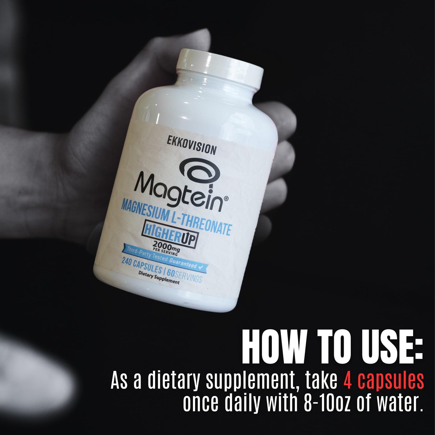 Ekkovision Magtein Magnesium L-Threonate โ 2000 mg/Serving, Memory & Cognitive Support, 120 Capsules