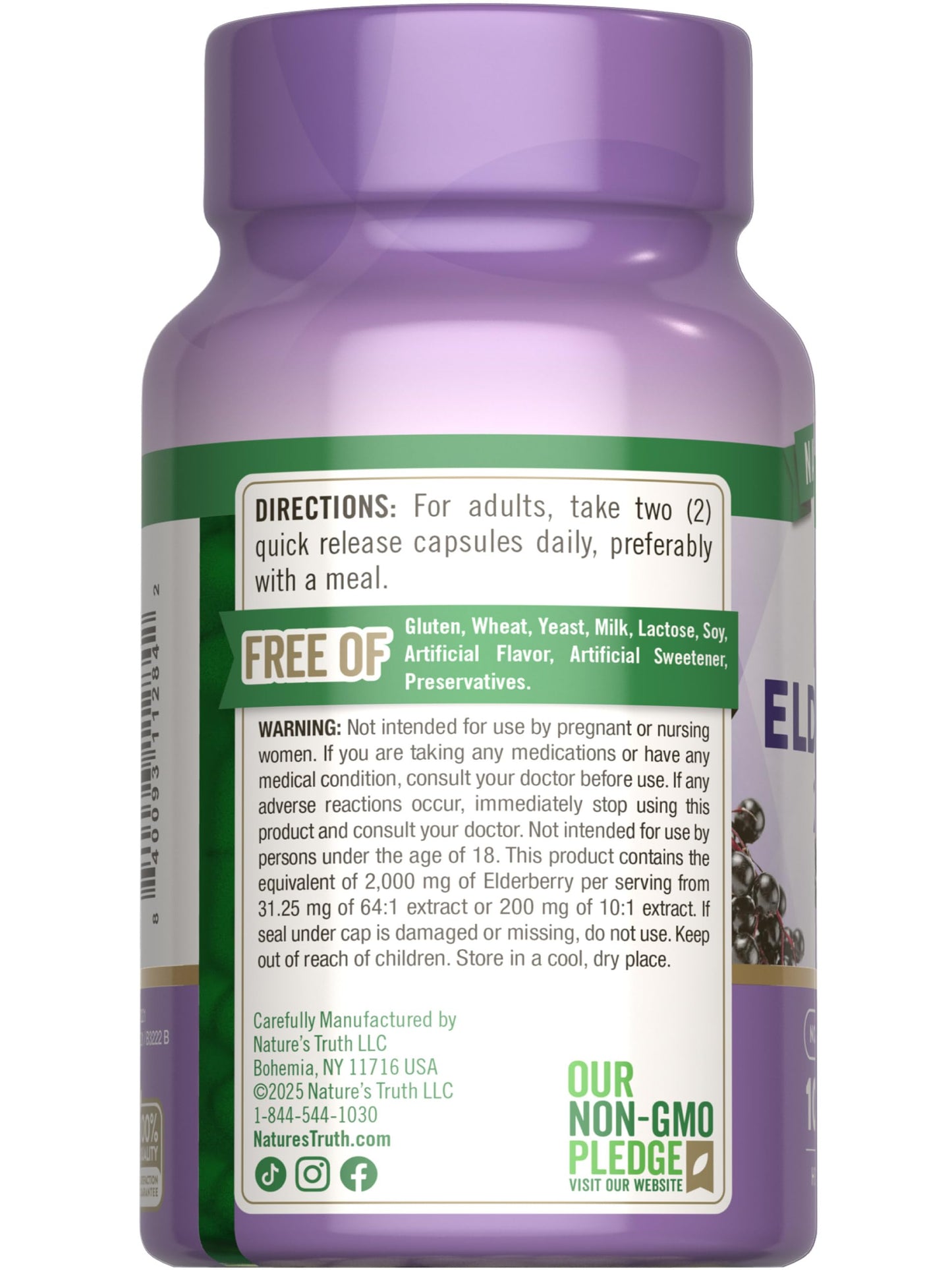Nature's Truth Black Elderberry Capsules โ 100 Count | Non-GMO & Gluten Free