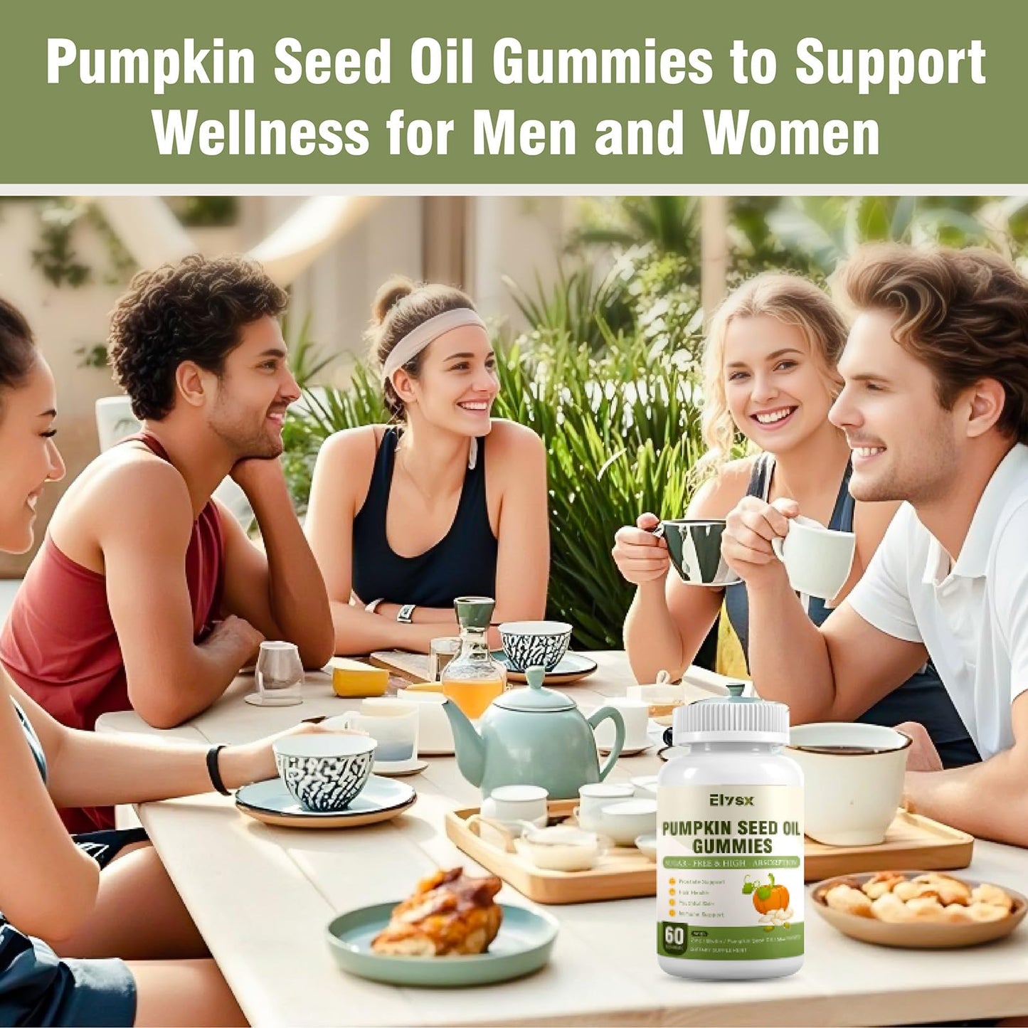 Elysx Pumpkin Seed Oil Gummies with Saw Palmetto β Hair & Skin Health, 60 Ct