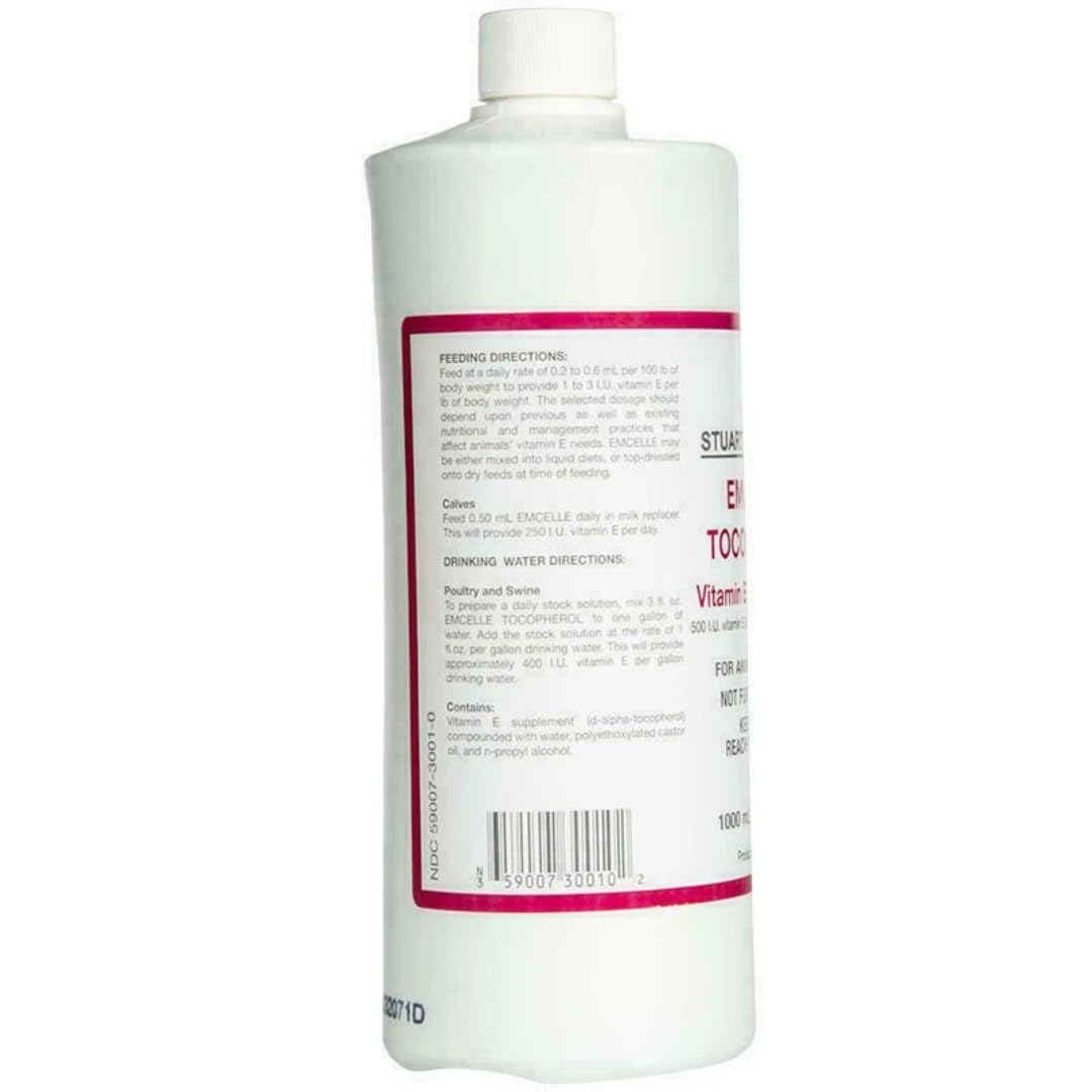 EMCELLE Tocopherol Liquid Solution โ Micellized Vitamin E for Animals (1000 mL)