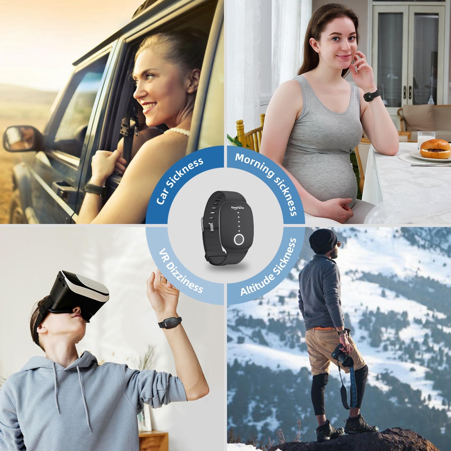 EmeTerm Fashion β FDA-Cleared Nausea Relief Wristband (Drug-Free, Rechargeable) for Morning, Motion & Travel Sickness