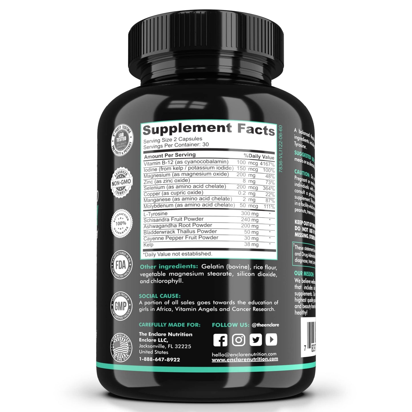 The Enclare Nutrition Thyroid Support with Iodine โ Balance Hormones, Energy & Focus