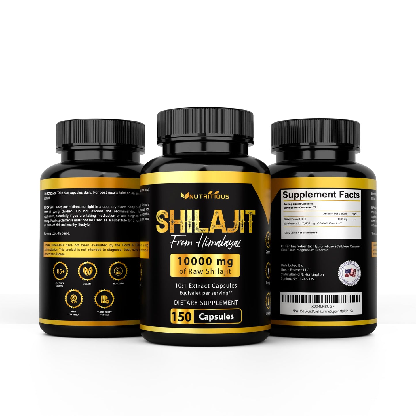 Premium Black Shilajit 750,000mg for Men & Women โ 150 Capsules