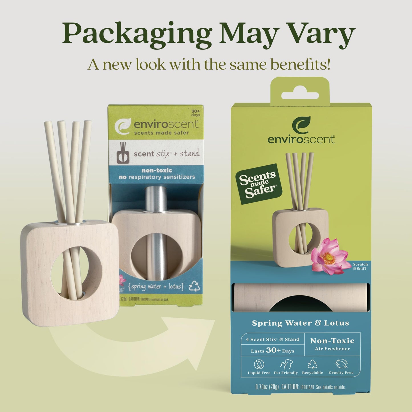Enviroscent Non-Toxic Air Freshener for Home | Liquid Free Diffuser | 30+ Days | Mango Wood Stand & Scent Stix Refill