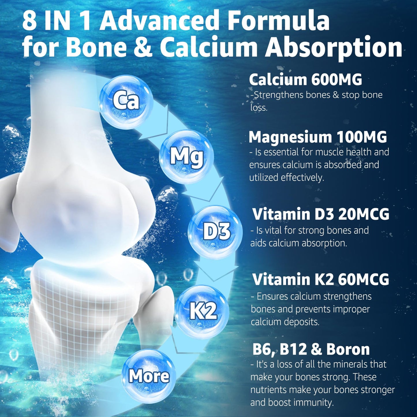 EnvyCure Calcium Gummies 600mg β Ocean Algae Calcium with Vitamin D3, K2, Magnesium | 2-Pack | Vegan, Sugar-Free