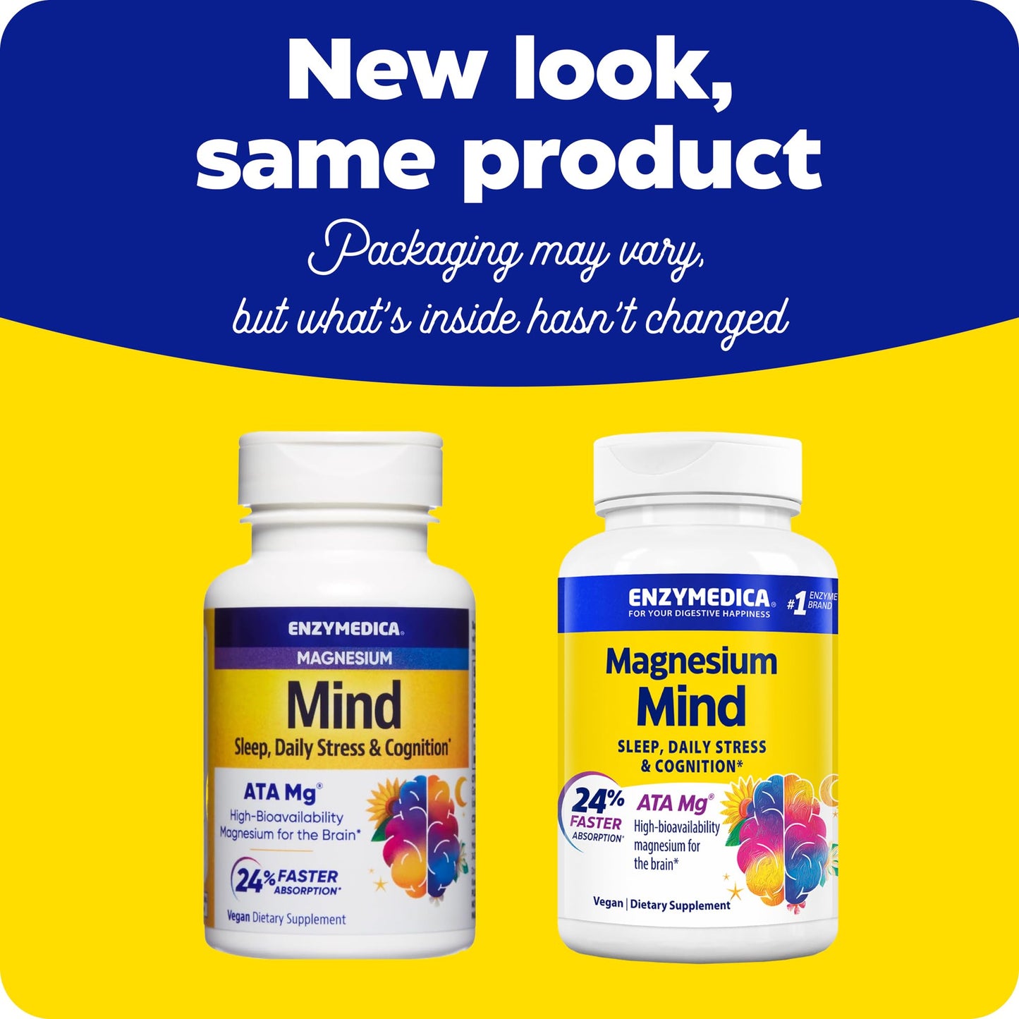 Enzymedica Magnesium Mind with ATA Mg โ High-Bioavailability Magnesium for Sleep, Stress & Cognition | 60 Count