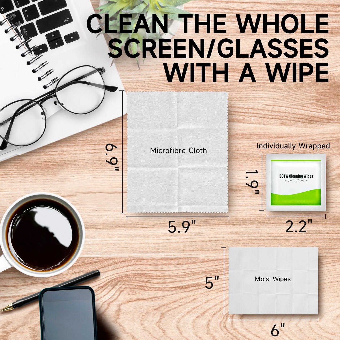 EOTW Computer Screen Wipes โ 120 Individually Wrapped, Pre-moistened Cleaner for iPhone, iPad, Tablet, Laptop