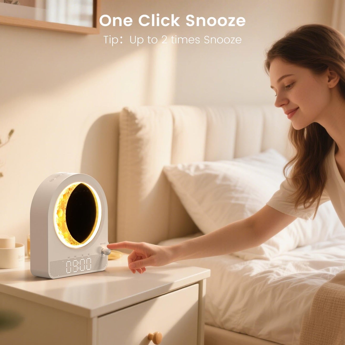 Epochleno Sunrise Alarm Clock โ White Noise & Meteor Moonlight, 10 Sounds, Dual Alarms, 30/60/90 Min Timer