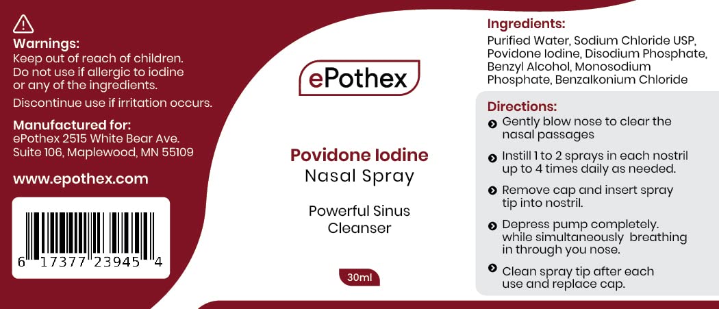 EPOTHEX 1% Povidone Iodine Nasal Spray โ Travel-Ready Nasal Cleanser