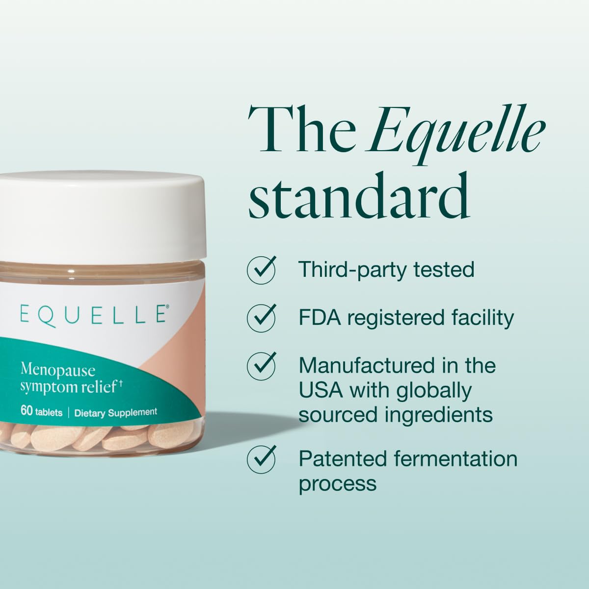 Equelle Multi-Symptom Menopause Relief β Hormone-Free S-Equol, 60 Tablets