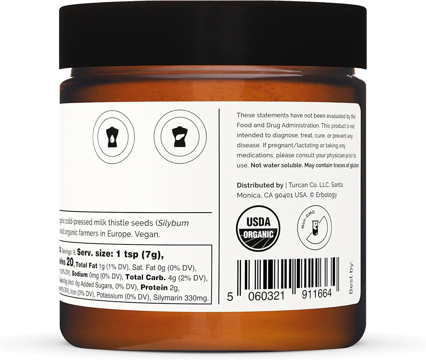 Erbology Organic Milk Thistle Powder 2.1 oz โ 180 mg Silymarin per Serving