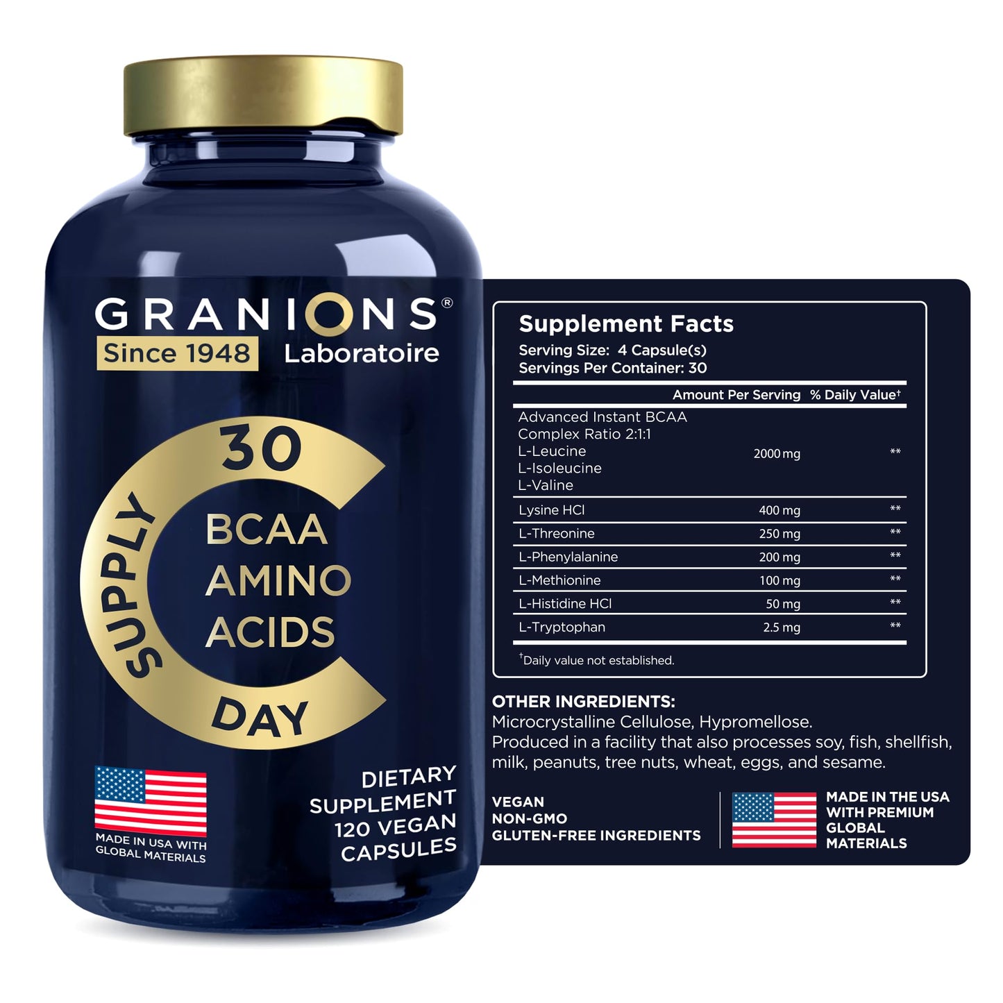 Essential Amino Acids Supplement for Men & Women | All 9 EAAs & BCAAs โ 120 Vegan Capsules