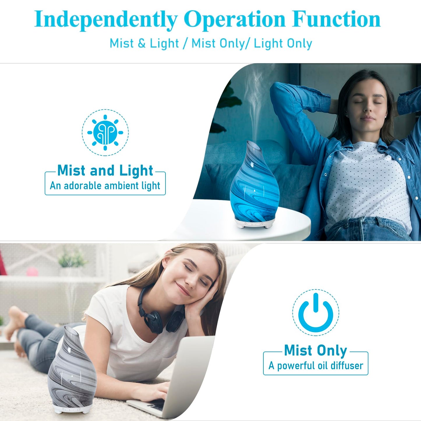 Essential Oil Diffuser 120ML Glass Ultrasonic Aromatherapy Humidifier โ 7-Color LED Lights, Auto-Off, Ultra-Quiet