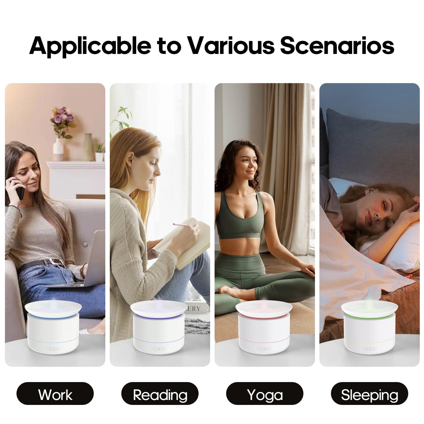Essential Oil Diffuser 200ml - Aromatherapy Diffuser with 2 Dynamic Modes, Cool Mist Humidifier, 7 Color Lights, White