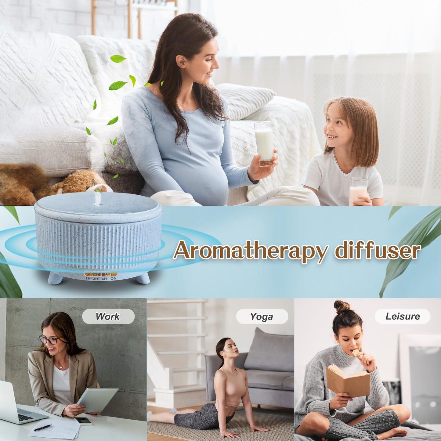 Essential Oil Diffuser 500ml for Home โ Large Room Aromatherapy, 7-Color Lights, 3 Mist Modes, Auto Off