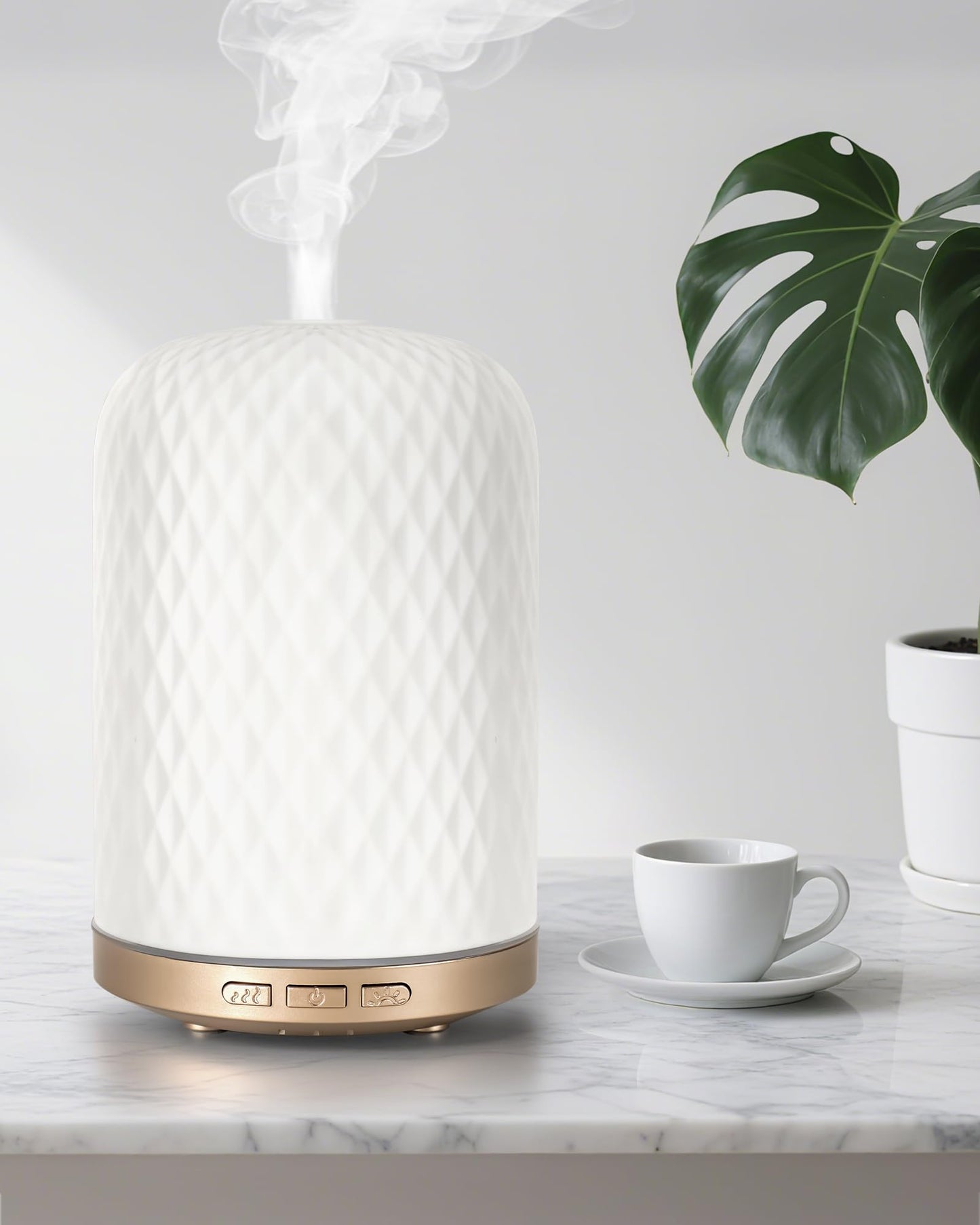 Essential Oil Diffuser 120ML โ 2.4MHz Ultrasonic Ceramic Diffuser for Large Rooms | Onaboviva White