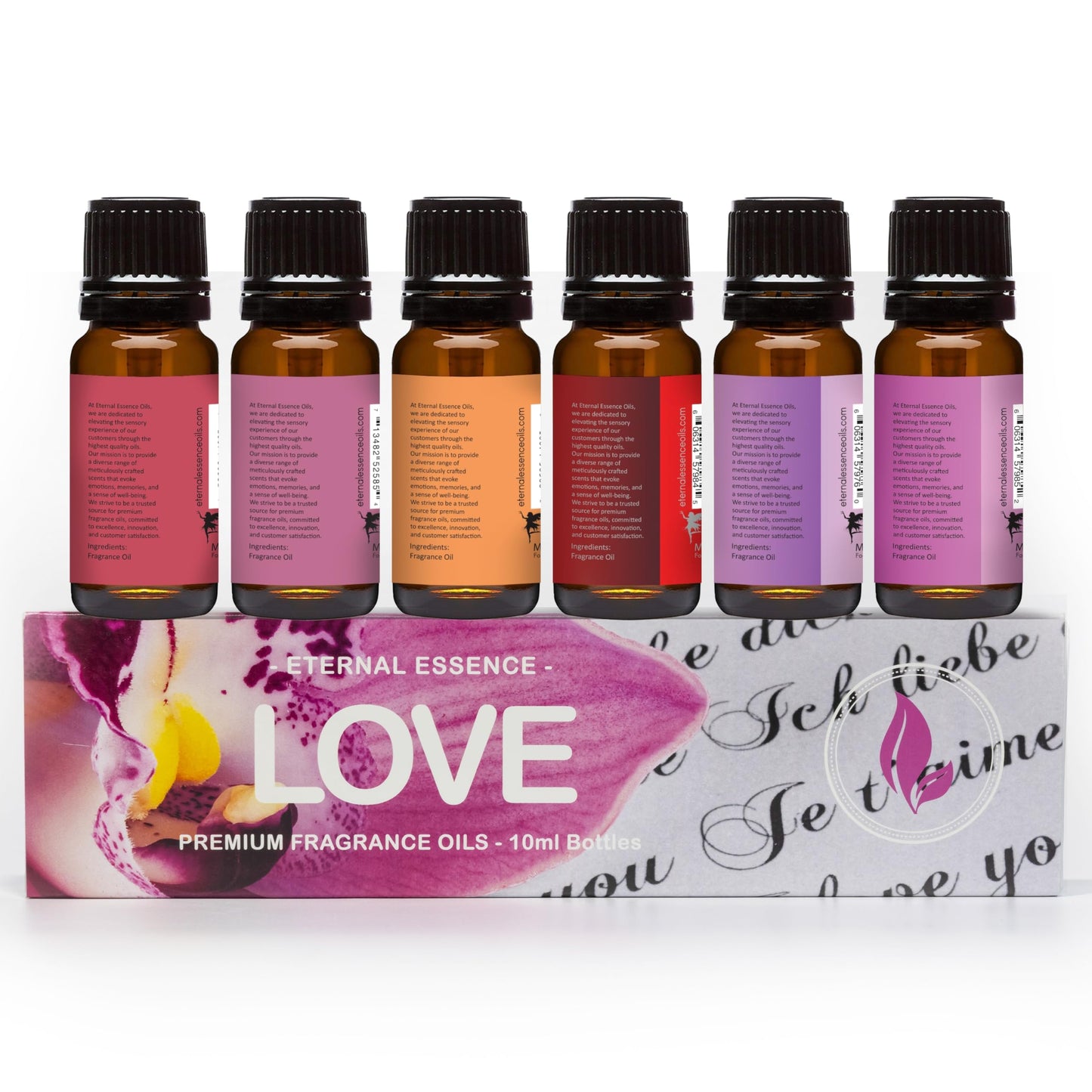 Eternal Essence Oils Love Set โ 6 Premium Fragrance Oils (Rose, PS I Love You, Amber Romance, Secret Crush, Forever Yours, Sugar Kiss) 10ml