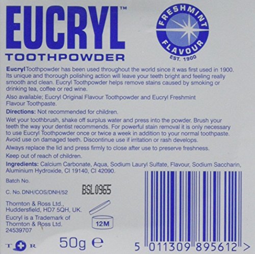 Eucryl Toothpowder Freshmint 50g โ Minty Stain-Removing Tooth Powder