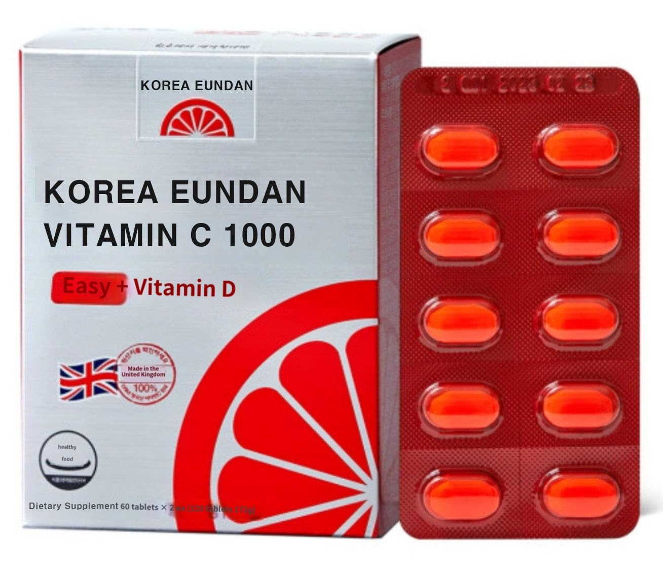 Generic Korea Eundan Vitamin C 1000 Easy+Vitamin D โ 120 Tablets | 100% British Vitamin C (DSM)