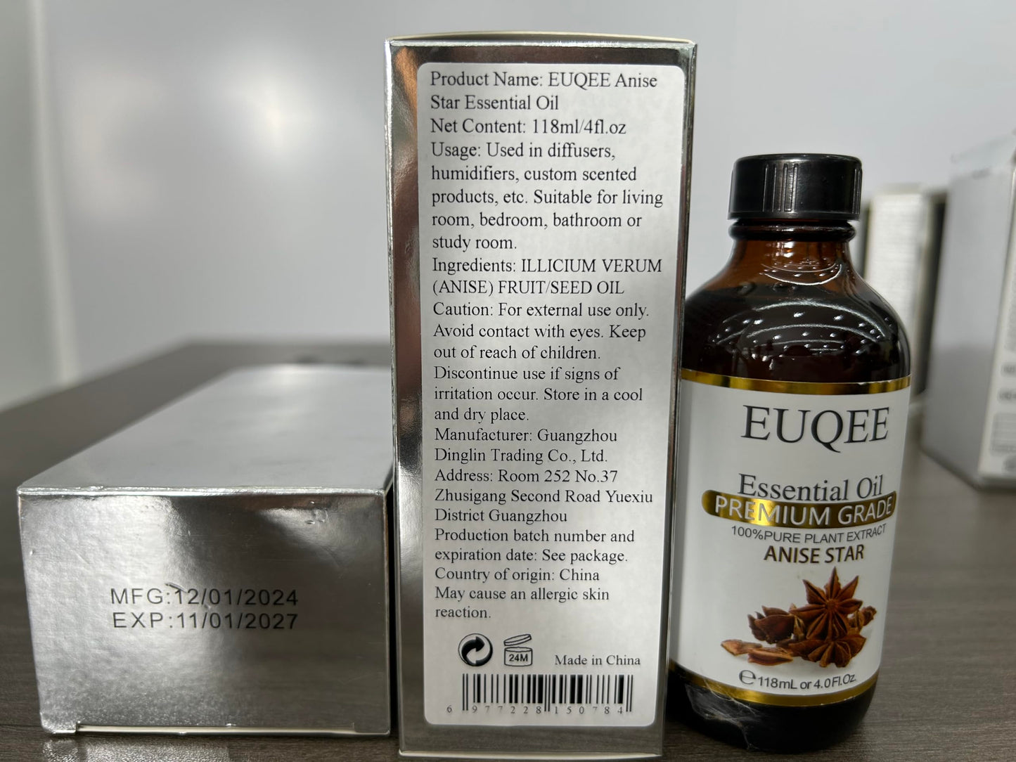 EUQEE Anise Star Essential Oil 4oz / 118ml โ Pure & Premium Fragrance with Glass Dropper