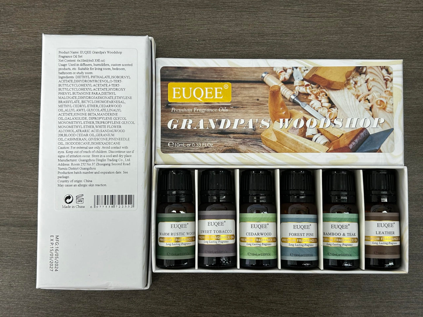 EUQEE Fragrance Oils Gift Set - Premium Woody Scents 6x10ml