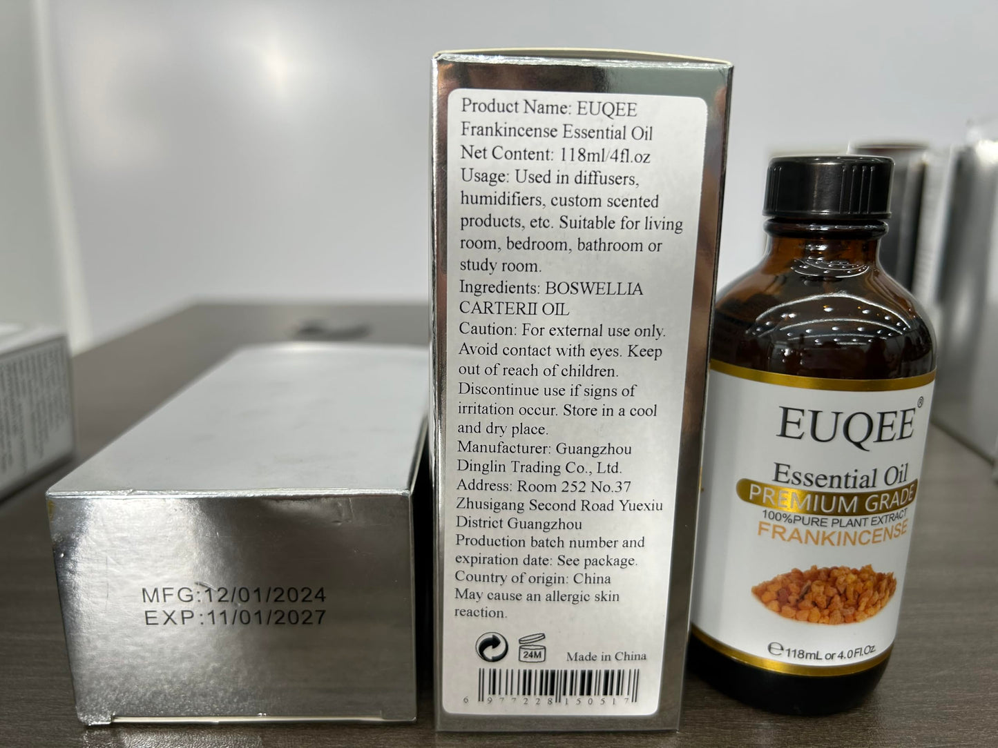 EUQEE Frankincense Essential Oil 118ml (4 fl oz) โ Pure Oil with Glass Dropper