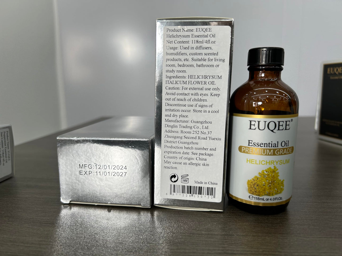 EUQEE Helichrysum Essential Oil 4 oz/118 ml โ Amber Glass Dropper Bottle