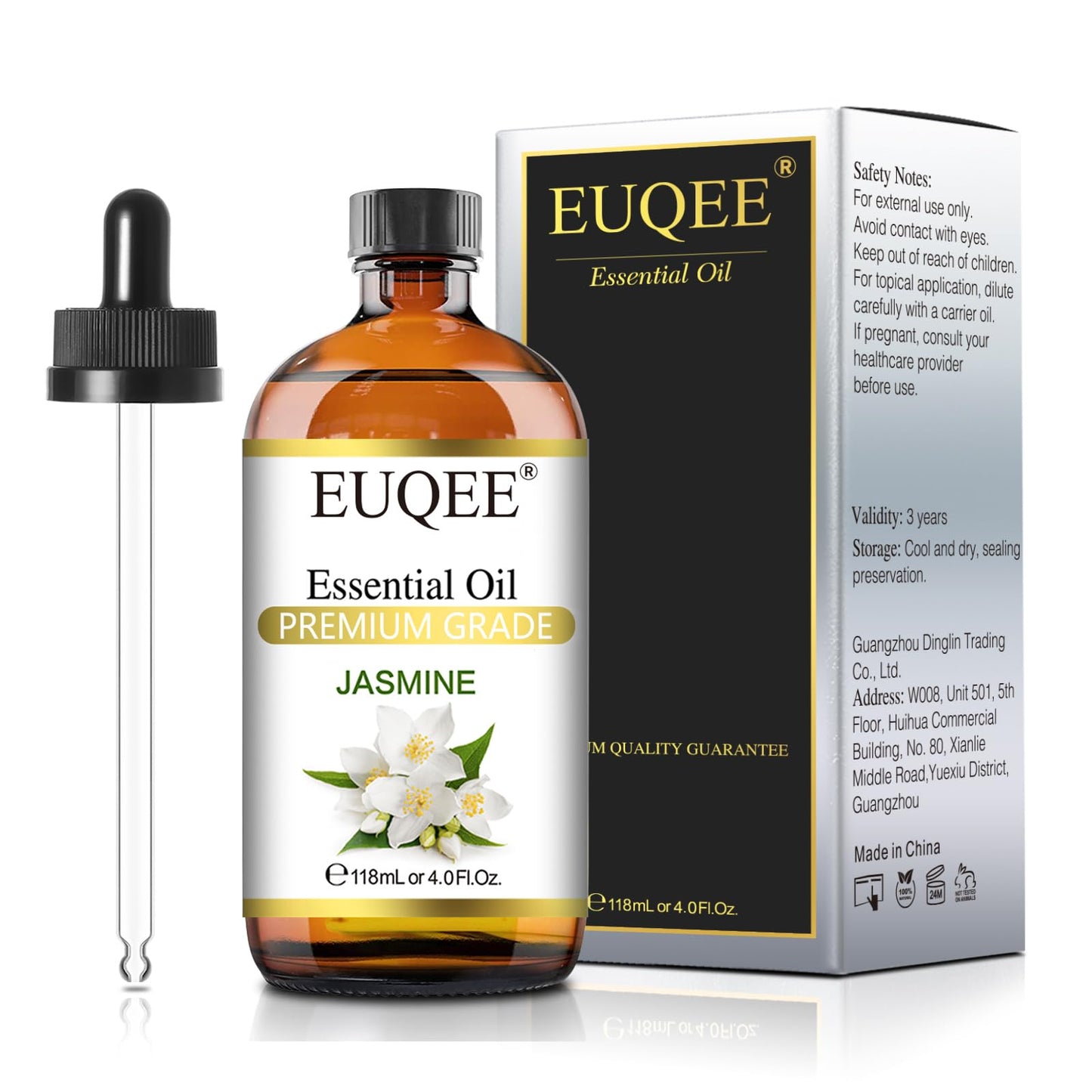 EUQEE Jasmine Essential Oil 118ml โ Premium Jasmine Oil for Aromatherapy, Diffuser, DIY Soap & Candle Making (4 Fl Oz)