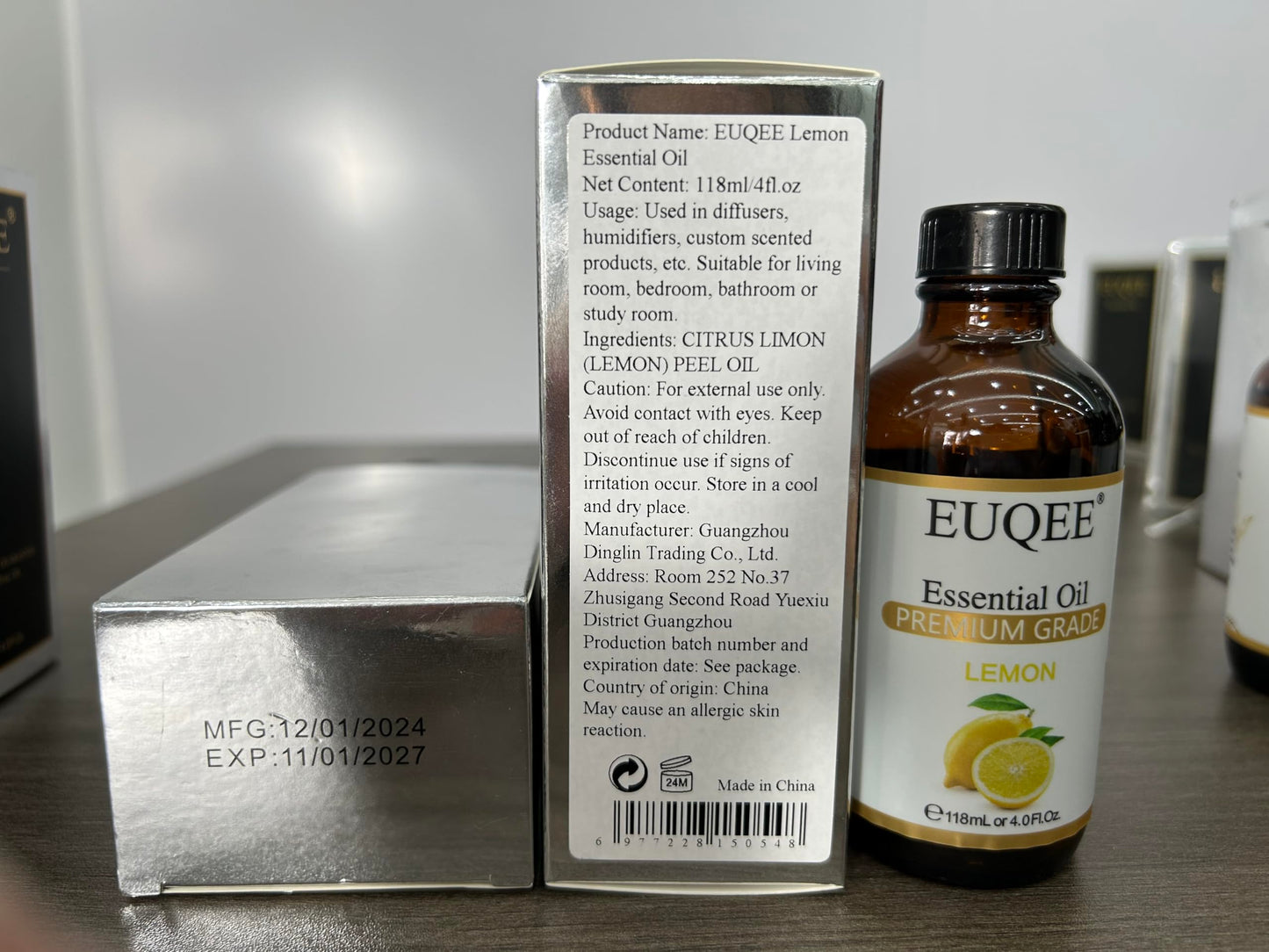 EUQEE Lemon Essential Oil with Glass Dropper โ Aromatherapy & DIY (4 oz / 118 mL)