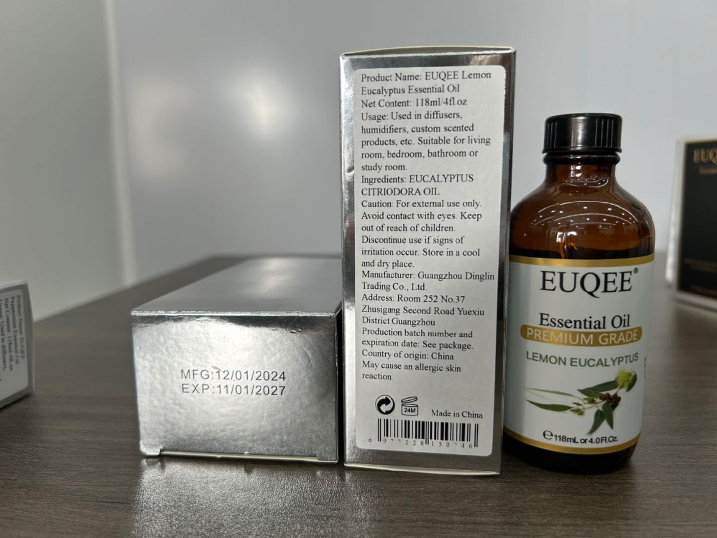 EUQEE Lemon Eucalyptus Essential Oil โ 118ml / 4 Fl Oz with Glass Dropper