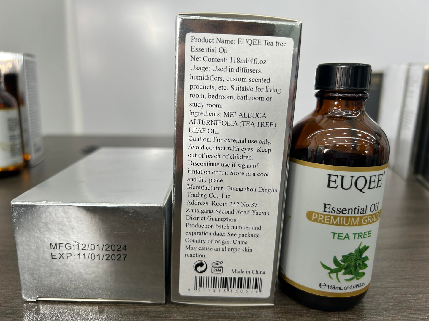 EUQEE Tea Tree Essential Oil 4 oz (118 ml) with Glass Dropper โ Aromatherapy, Diffuser & DIY Soap