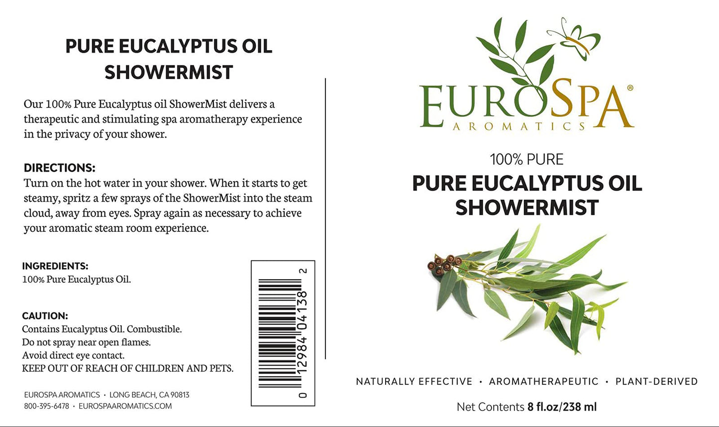 EuroSpa Aromatics Pure Eucalyptus ShowerMist & Steam Room Spray โ 8oz, 2 Pack