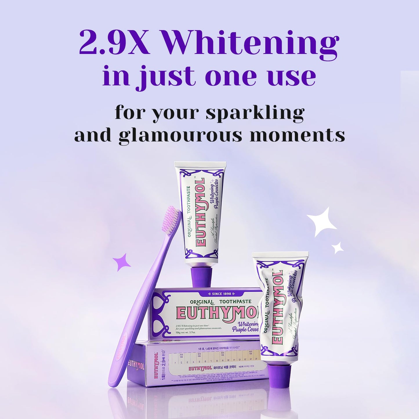 Euthymol Purple Whitening Toothpaste (3.7 fl oz) โ Violet Tone-Up for Yellow & Sensitive Teeth | 24H Stain Defense
